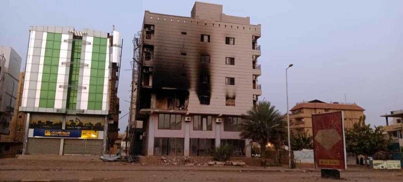 A residential building in Khartoum is damaged after being hit by a missile. Photo Courtesy: Mohammed Shamseddin