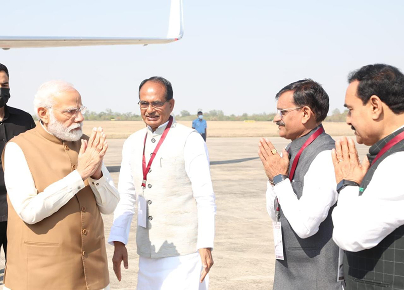 PM Modi arrives in Madhya Pradesh capital