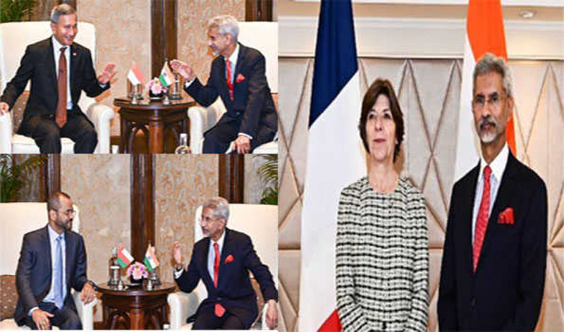 EAM S Jaishankar holds talks with FMs of France, Oman, Singapore, Bangladesh