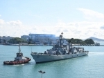 Indian Naval Ships Delhi, Shakti, and Kiltan arrive in Singapore for Operational Deployment to South China Sea