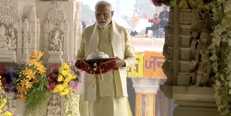 PM Narendra Modi reaches the mega Ram Temple inauguration ceremony in Ayodhya