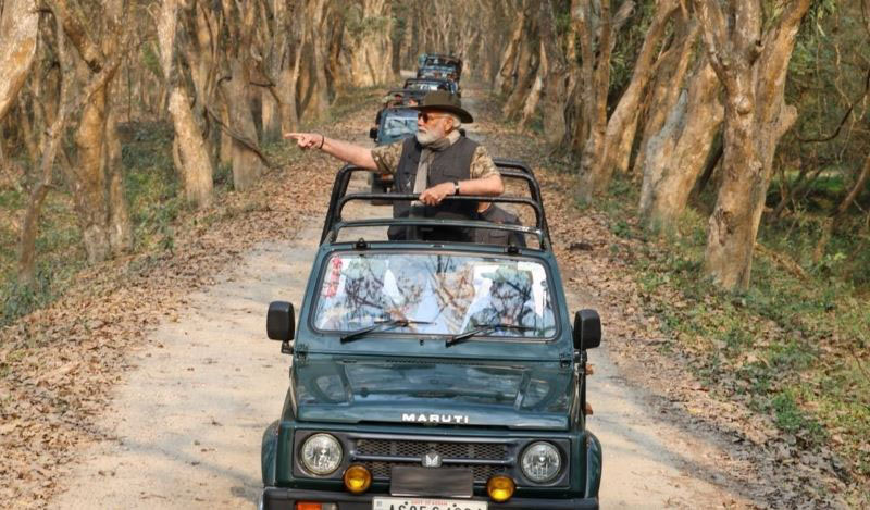 PM Modi visits Kaziranga National Park in Assam, undertakes elephant and jeep safari