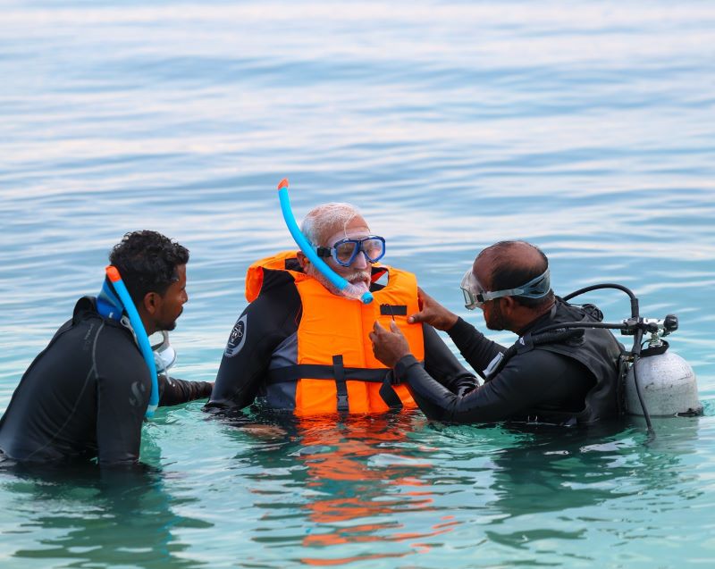 In image: PM Modi snorkelling in Lakshadweep Islands/ coutesy: His X page
