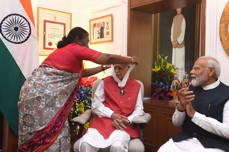 President Murmu confers Bharat Ratna on BJP stalwart and former Deputy PM L K Advani