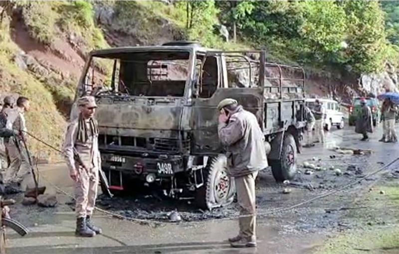 Terrorist attack on Indian Airforce convoy in J&K's Poonch, 5 personnel injured
