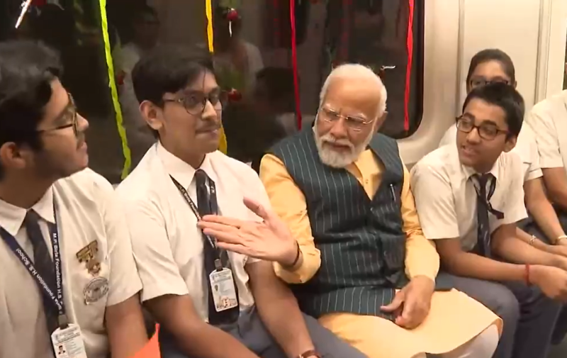 PM Modi travels with school students inaugurating India's first underwater metro in Kolkata