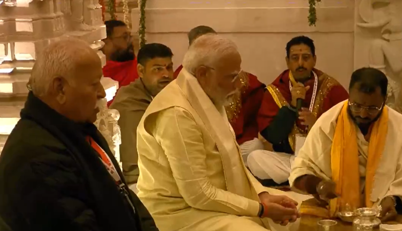 PM Modi arrives at Ram Temple in Ayodhya