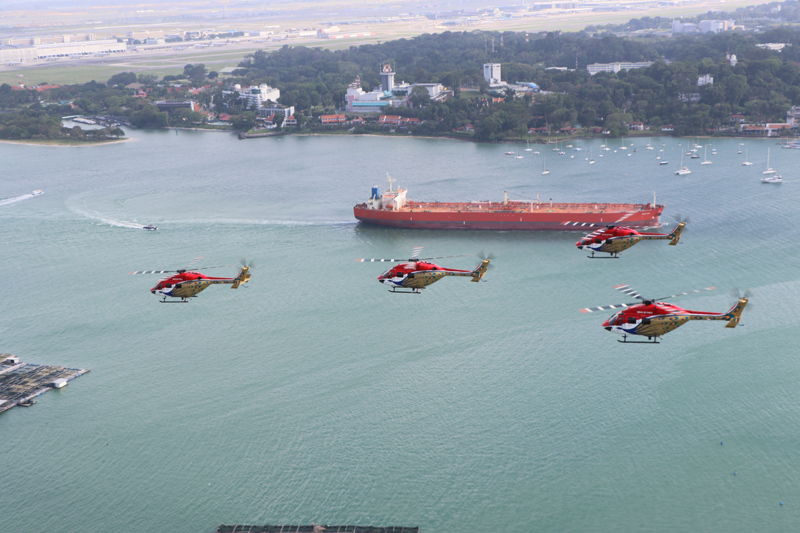 Sarang Helicopter Display Team of the Indian Air Force conducts first practice display in Singapore