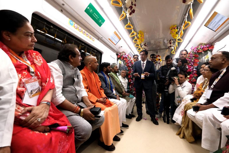 PM Modi inaugurates Agra Metro corridor, Yogi Adityanath takes first ride to Taj Mahal