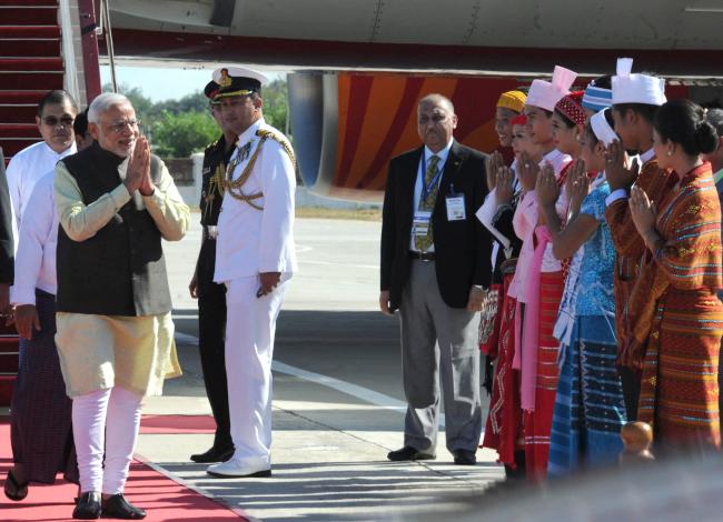 Narendra Modi arrives in Nay Pyi Taw