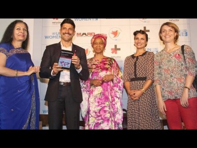 Adhuna joins Farhan while he signs the HeForShe campaign declaration