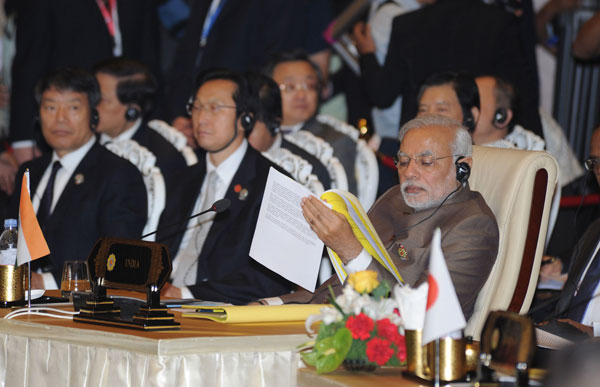 Modi meeting the Prime Minister of Russian Federation