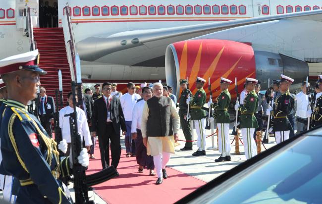 Narendra Modi arrives in Nay Pyi Taw