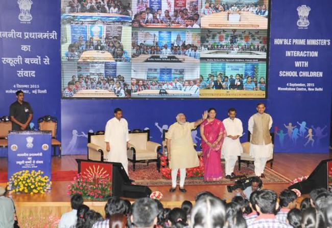 PM Narendra Modi interacts with children
