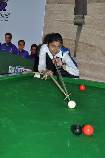 Pankaj , Amee in action at BRC Gloster Senior National Snooker Championship