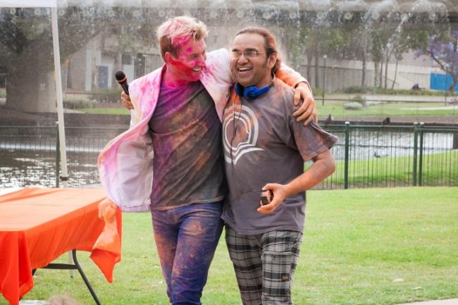 Australian cricketer Brett Lee celebrates Holi