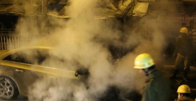 The blazing car in Kolkata