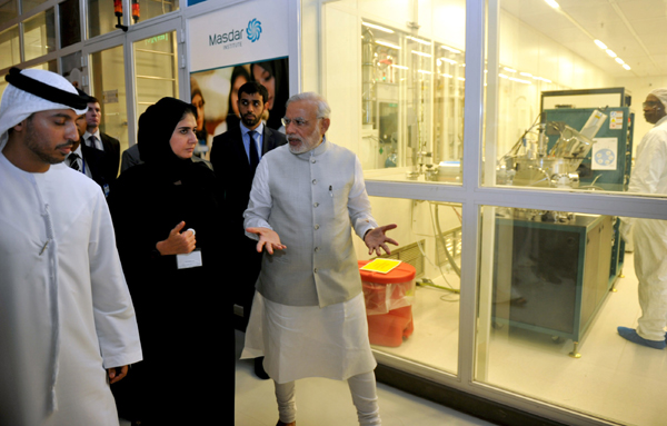 Narendra Modi takes a tour of Masdar City