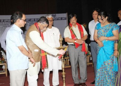 Santosh Kumar Gangwar lighting lamp for inauguration