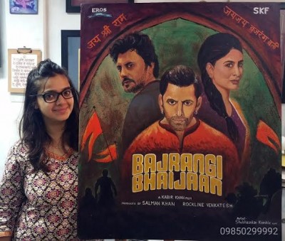 Salman meets fan who painted poster of his forthcoming film Bajrangi Bhaijaan