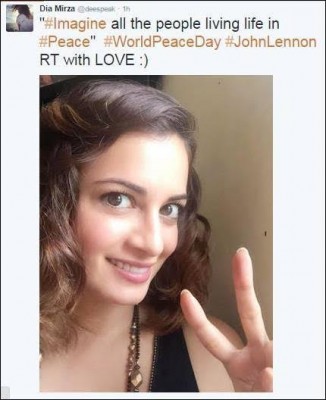 Dia Mirza celebrates 'World Peace Day' with fans on Twitter