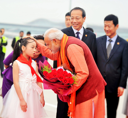 Modi arrives China on three-day visit