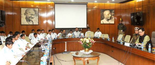 Kiren Rijiju meeting the youths and children from Jammu and Kashmir