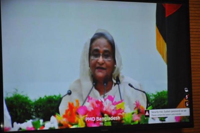 Narendra  Modi,Sheikh Hasina jointly inaugurate Petrapole Integrated Check Post through video-conferencing