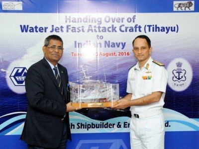 GRSE hands over fast attack craft TIHAYU to Indian Navy