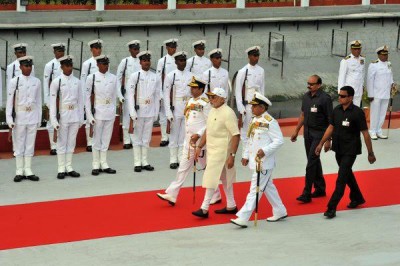  President, PM embark INS Sumitra to review Indian Navy fleet off Vizag shore 
