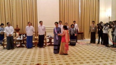Sushma Swaraj meets Aung San Suu Kyi