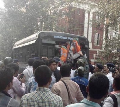 Kolkata: BJP holds rally to Lalbazar to protest against IAF corporal's killing
