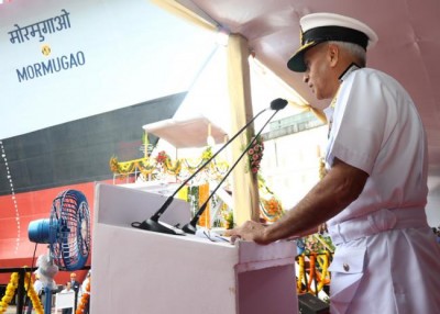 Mormugao - Second ship of project 15b launched at Mazagaon Docks Mumbai 