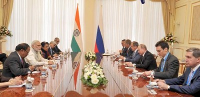Narendra Modi meets Vladimir Putin