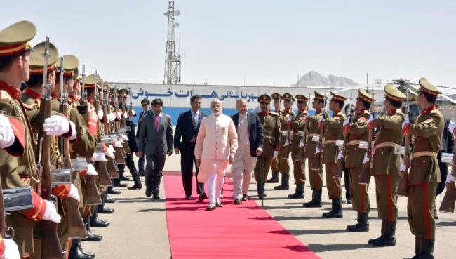 Narendra Modi emplanes for Herat