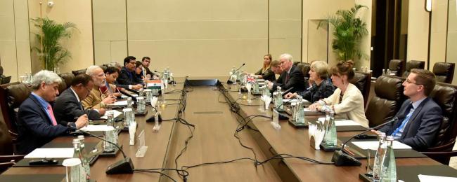 Narendra Modi meeting the Prime Minister of United Kingdom