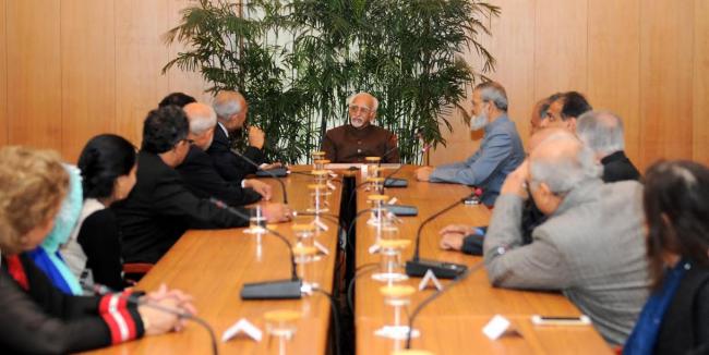  A delegation from American Federation of Muslims of Indian Origin led by Dr. A.S. Nakadar calling on the Vice President