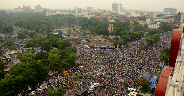 TMC workers throng Kolkata's Esplanade area to observer 21 July Martyrs Day
