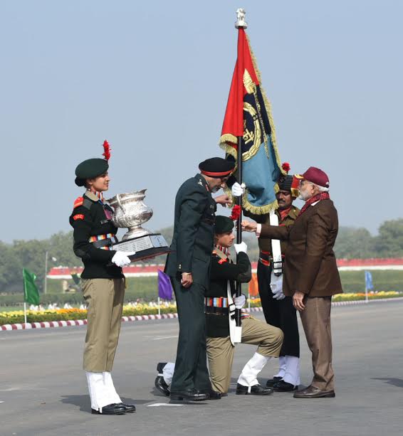 Narendra Modi inspecting the Guard of Honour, during the Prime Ministerâ€™s NCC Rally