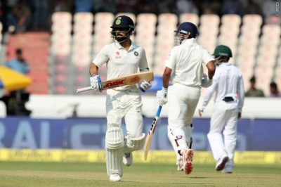 Virat nears double century, Rahane departs for 82