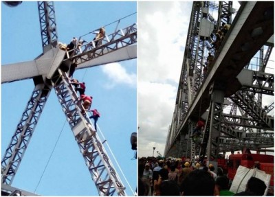 Kolkata:  Mentally challenged man climbs up Howrah Bridge, rescued unhurt