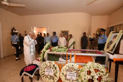 Prime Minister Narendra Modi visits Arjan Singh's residence