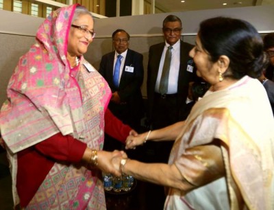 Sushma Swaraj meets Bangladesh PM Sheikh Hasina