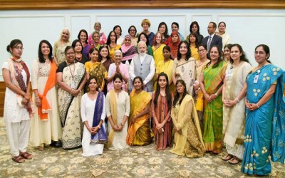 PM Modi interacts with recipients of Nari Shakti Puraskar â€“ 2016