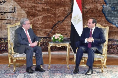 In Cairo, UN chief Guterres underscores political solutions to ease tensions in regional hotspots