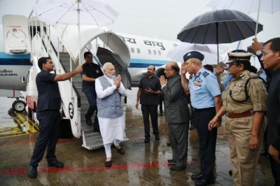 PM Modi makes aerial survey of flood affected areas of Gujarat