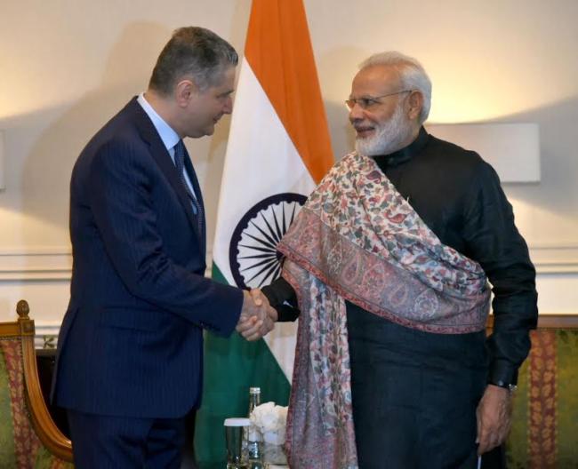  Narendra Modi with Jampa Donor, Buda Balzheivich Badmayev, Head Priest, Datsan Gunzechoinei Buddhist Temple