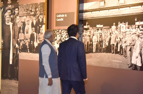 Narendra Modi and the Prime Minister of Japan, Mr. Shinzo Abe at Ground Breaking ceremony of Mumbai-Ahmedabad High Speed Rail Project