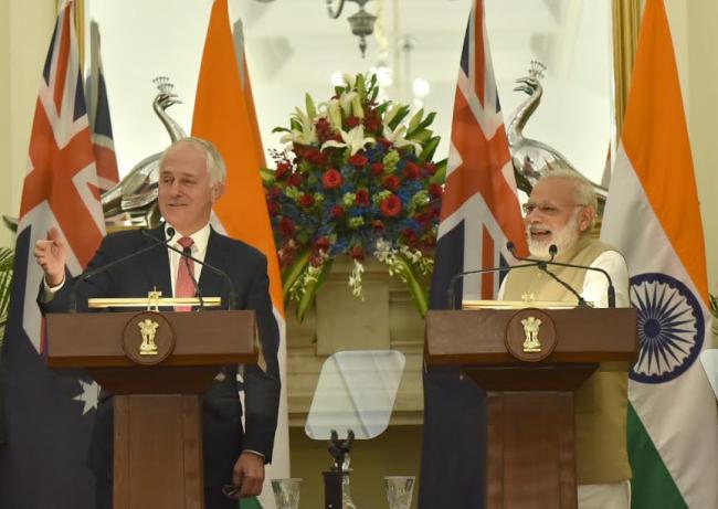  Prime Minister of Australia, Mr. Malcolm Turnbull introducing the Prime Minister, Narendra Modi to the Australian dignitaries