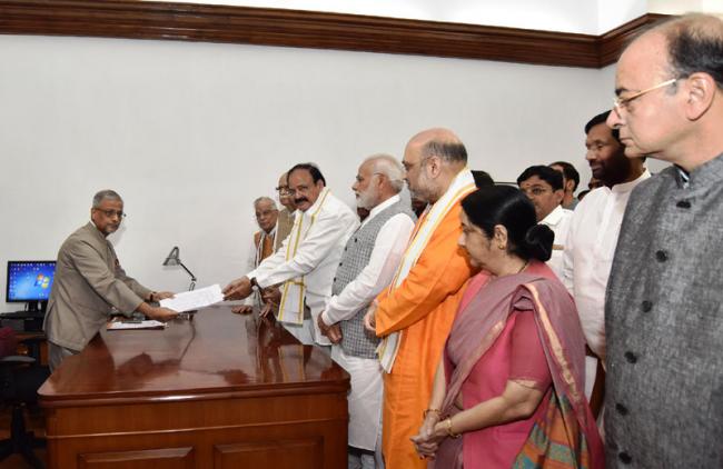 M. Venkaiah Naidu files nomination for VP elecions
